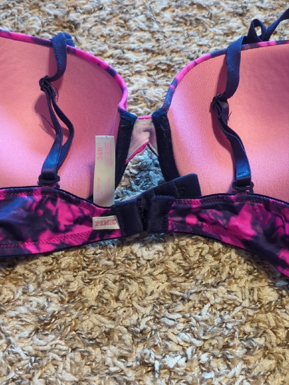 Pink Victoria's Secret Push-Up Bra - Pink, Magenta Print, Blue, Aqua - Picture 5 of 11